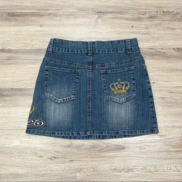 Vintage Y2K 90s respect denim mini skirt - Picture 2 of 4